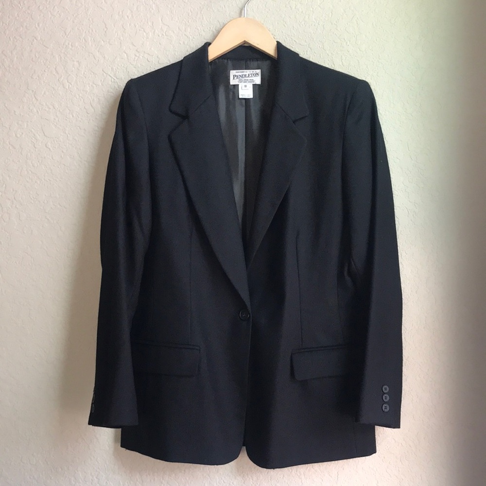 Pendleton Women’s Black 100% Virgin Wool Blazer J… - image 1